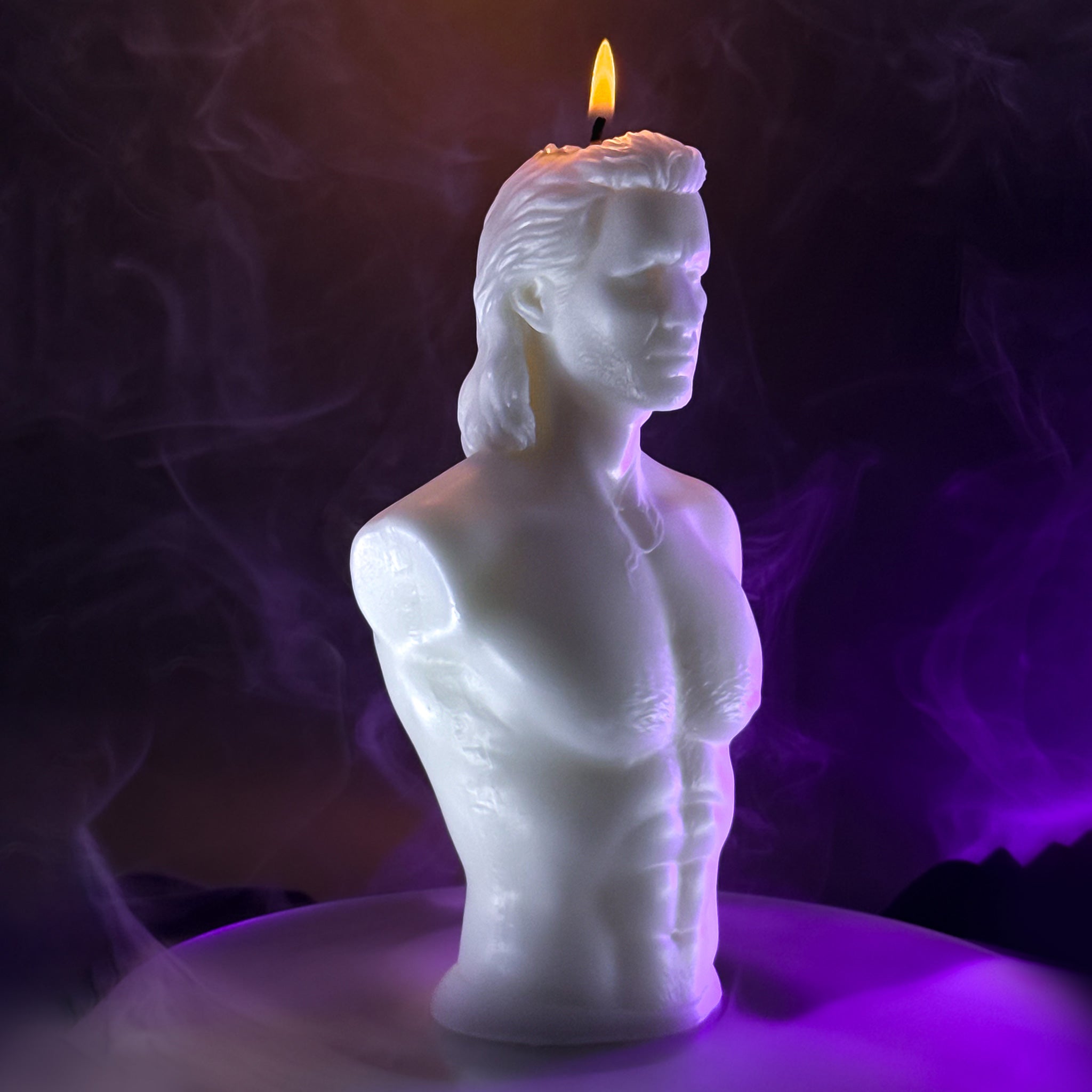 Wizard of Waterdeep 7" Pillar Candle - 3/4 view - Lit