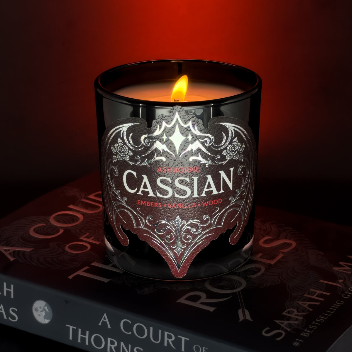 Cassian candle burning on A Court of Thorns and Roses
